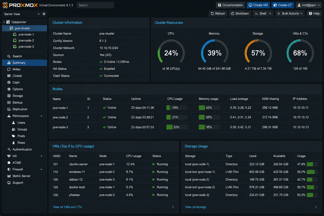 Proxmox VE — Cluster (Cluster)